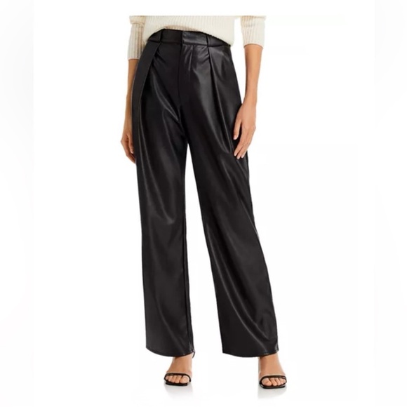 MOTHER NWT High Waist Tunnel Vision Pleated Wide Leg Faux Leather Pants Size 27